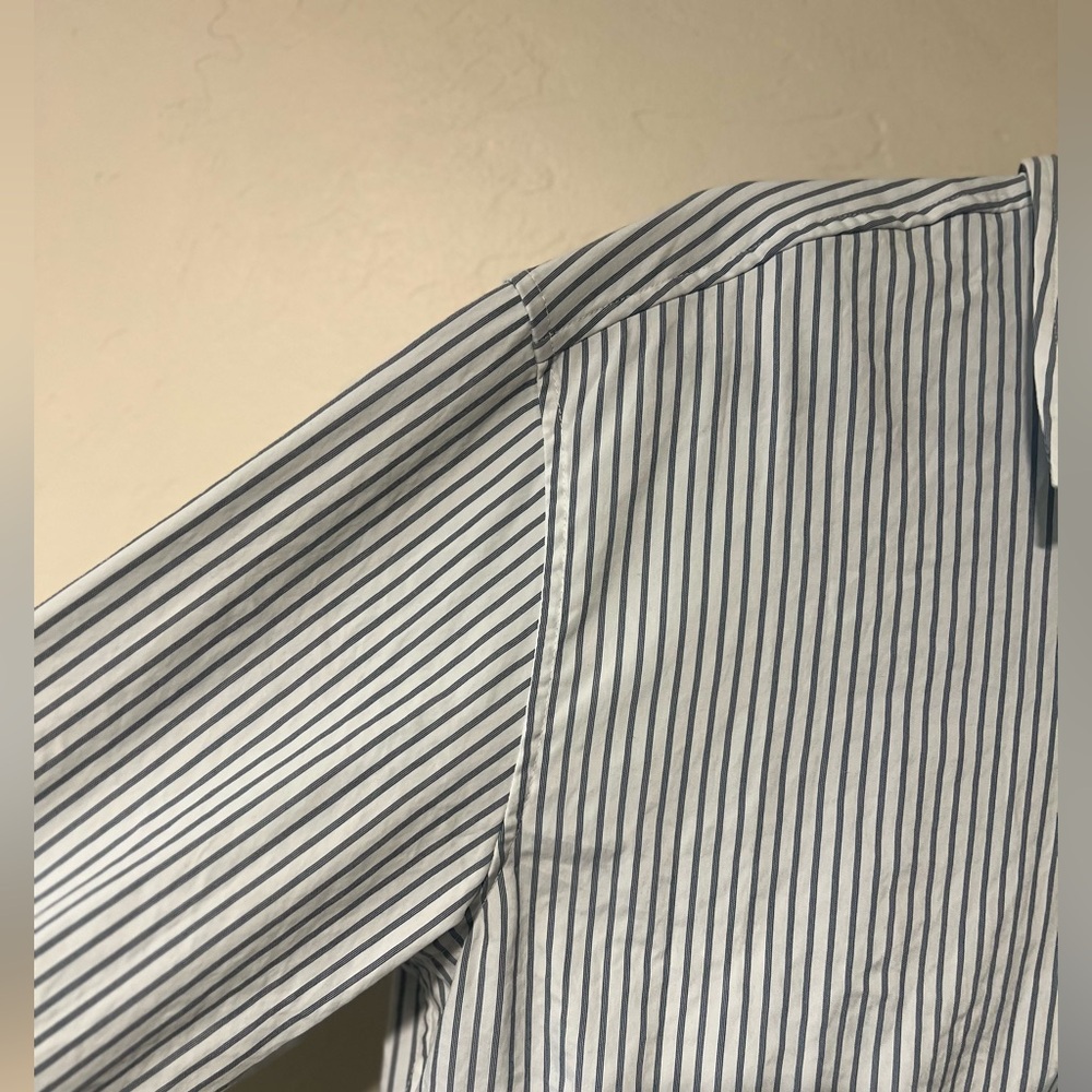 Athleta Midday Cropped Poplin Shirt Repose Navy Stripe Size M - Picture 6 of 14